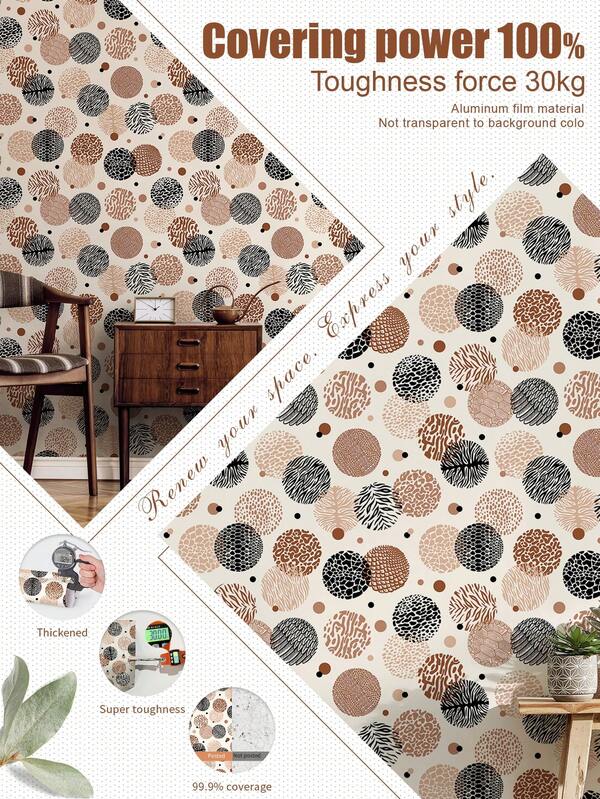 1 rollo de 1m/3m/5m de papel tapiz de estilo artístico geométrico vintage en beige, negro y marrón, adecuado para renovación del hogar, decoración de habitaciones, restauración de gabinetes, decoración de baños, paredes de vinilo, papel tapiz de aluminio, con fondo no transparente, que cubre manchas y defectos, flexible y resistente al desgarro, fácil de limpiar, papel tapiz autoadhesivo