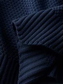 Women's Casual Solid Color Crew Neck Knit Sweater Vest - Blue - View 6