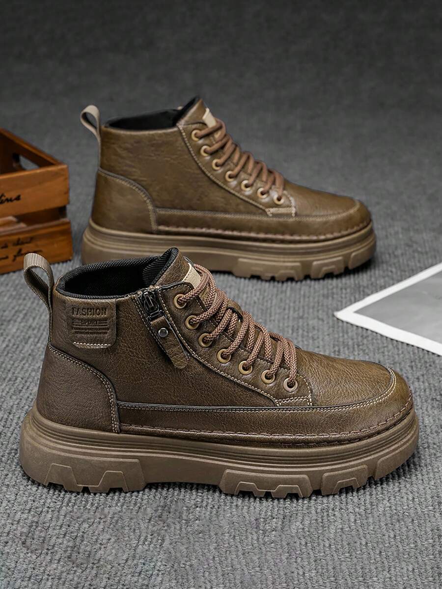 أحذية رياضية كاجوال كلاسيكية بلون أحادي متوسطة الكاحل، مريحة بدون ربط، أصابع مستديرة، مناسبة للأنشطة الخارجية والاستخدام اليومي، مزودة بفتحات معدنية للربط