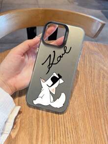 Funda de teléfono con diseño de gato de dibujos animados y firma del diseñador compatible con iPhone 16, 15, 14, 13, 12, 11 Pro Max, X, XR, XSMAX, 8, 7 Plus, con parte trasera mate resistente a los golpes.