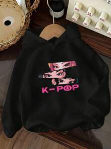 Tween Girl Graphic Print Fleece Lined Hoodie Sweatshirt, Warm & Comfortable For Autumn/Winter