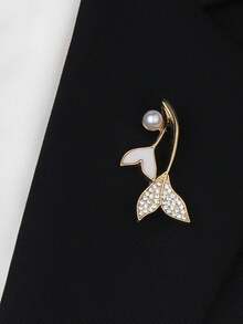 1pc Elegant Pearl Leaf Design Brooch, High-End Decoration For Coat, Dress, Jacket, Gift For Wife, Friend, Special Occasions Dress Accessories Pin For Clothes Bag Charm School Office Accessories Shirts Jewelry Christmas Halloween Clothes Pin Funny Cute Teacher Gifts