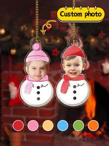Customized Photo Children's Acrylic Pendant, Personalized Christmas Tree Decoration Pendant, Christmas Snowman-Shaped Pendant, Warm Christmas Gift, Gift For Children, Facial Toy Gift, Customized Children's Gift, Gift For Grandchildren, Christmas Party Decoration, Gift - Snowman - View 2