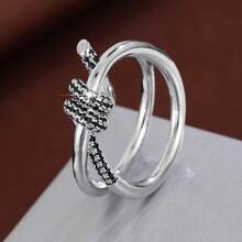 1pc Minimalist Twisted Rope Knot Design Artificial Zirconia Stone Women Ring - Multicolor - View 12