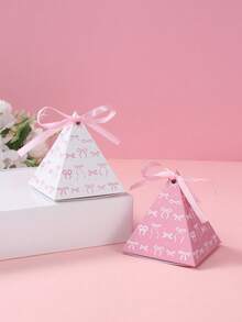 12Pcs Bow Triangle Gift Box,Triangular Gift Box,Triangle Pyramid Candy Gift Box,Baby Shower Party Favor Box,Pink Birthday Decorations,Bow Birthday Decorations,Pink Bow Birthday Decorations,Baby Shower Party Decor,Gender Reveal Party Decor,1st Birthday Party Decoration