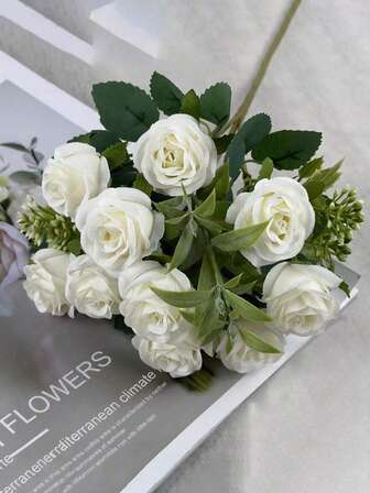 1/3/5 piezas Ramo de flores de rosa artificial, decoración del hogar, centro de mesa, accesorios de fotografía, jardín al aire libre, decoración de boda, ramo de novia, corsage de muñeca, decoración de fiesta, decoración de Año Nuevo, decoración del hogar, decoración al aire libre