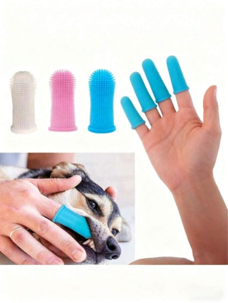 Cepillo de dientes para el dedo de mascotas, limpiador de dientes extra suave adecuado para el cuidado dental de perros y gatos, apto para razas pequeñas, medianas y grandes de gatos y perros