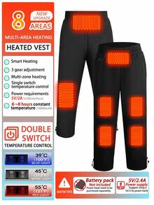 Herren Lässig einfarbige beheizte Lange Hose mit 8 Heizzonen, Einzelsteuerung, Wärmeschutz für den Winter