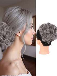 Synthetic Wig Hair Band Elastic Large Steel Comb Pull Flower Hair Pack Wavy Ponytail Natural Simulation Curly Hair Seamless Messy Hair Band Hair Pack - Multicolor - View 12