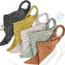 5 Mixed Mixed Women's Small Fresh Floral Satin Fabric Headbands, Hair Accessories, Elastic Bands, Tied Hair Triangular Scarves, Hairbands, Headbands Women Bandanas