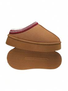 女士低帮室内舒适拖鞋冬季保暖鞋 - 駝色 - 查看 6