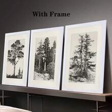 3 piezas de pósteres de lienzo con árboles vintage con marcos de madera - Impresiones artísticas de alta calidad que presentan exquisitos bocetos y vibrantes escenas de bosque - Regalos perfectos para la decoración del dormitorio, la sala de estar y el pasillo, agregando un toque de encanto invernal a tu espacio