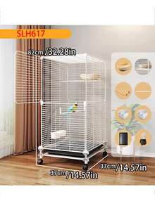 Large Bird Cage, Luxury Villa For Parrots, Macaws, Cockatoos, Finches, With Feeder And Perch