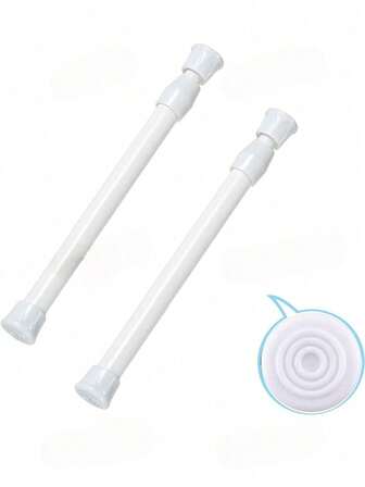 2 Pieces Adjustable Spring Tension Curtain Rod, Suitable For Expandable Spring Curtain Tension Rods In Windows, Bathrooms, Cabinets, And Kitchens