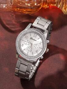 6pcs Gorgeous Women's Quartz Watch Set With Bracelet, Necklace, Ring, Earrings Jewelry Set, Round Dial, Personalized Non Scale Design, Fixed Size Strap, Suitable For Festival Gifts And Daily Wear, Excluding Packaging Box