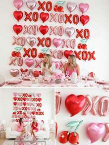 Bộ 61 bóng trang trí tiệc ngày lễ tình nhân, bóng bay lá kim loại "XOXO" 16" màu đỏ và vàng hồng, bóng bay hình quả anh đào, bóng bay hình trái tim 18" màu đỏ, hồng, vàng hồng, thích hợp làm phông nền chụp ảnh ngày lễ tình nhân, ngày lễ tình nhân Galentine, tiệc độc thân, Yay, cầu hôn, tỏ tình, trang trí phòng ngọt ngào lãng mạn, đạo cụ chụp ảnh, ngày gia đình - Nhiều màu - Xem 9
