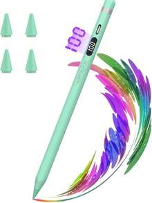 AOPCREZON 通用电容式触控笔，兼容 iPad 2018-2024，兼容 iPad Pencil 第 10 代和第 9 代，10 分钟快速充电，精准触控，书写流畅，倾斜灵敏度，兼容 Apple Pencil 1/2，防止意外触摸，多种颜色可选，磁性附件，最新兼容 iPad Pro Mini 6、Air 2025 2024 2023 2022 2021 2020 2019 2018，兼容 Apple Pencil，iPad Pencil - 彩色 - 查看 19