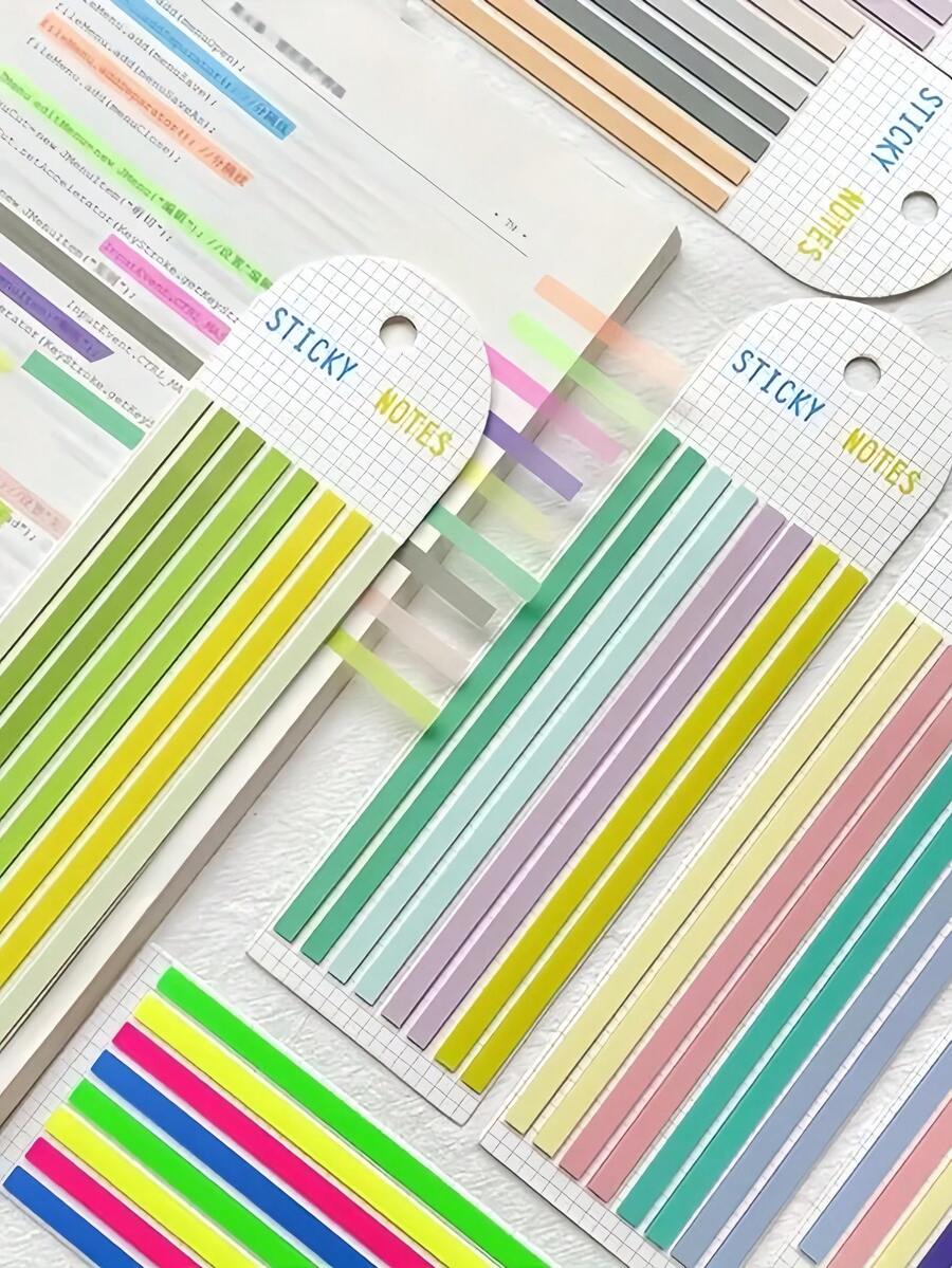 1pc/2pcs/4pcs Mixed Colors/8pcs Random Colors Super Long Index Stickers, Student Reading Labels, Office Indicator Stickers, Book Annotation Labels, Transparent Waterproof Sticky Notes, Colorful Adhesive Labels, Back To School