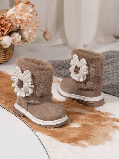 1 par de botas de nieve con cremallera lateral, livianas y cómodas, para niñas, adecuadas para uso diario al aire libre y en el campus, otoño/invierno