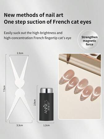 annies 2pcs Nail Art Dual Head French Cat Eye Gel Magnet Strong Cylindrical Magnet Suction Cat Eye Combination Nail Art Shop Special Magnet Tool