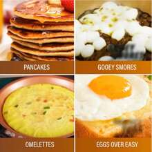 Sartén antiadherente de doble cara, sartén plegable mexicana, baja humareda de aceite para freír huevos, bistec, desayuno