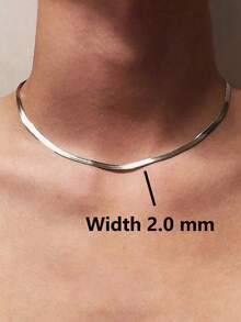 Men's Stainless Steel Minimalist Flat Snake Chain Necklace, Super Shiny Necklace For Women Fashion Stainless Steel Hip Hop Jewelry - Silver - View 4