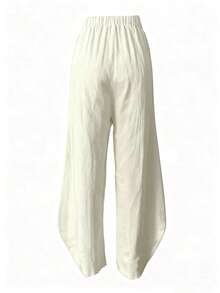 复古优质宽松九分裤 - 杏色 - 查看 4