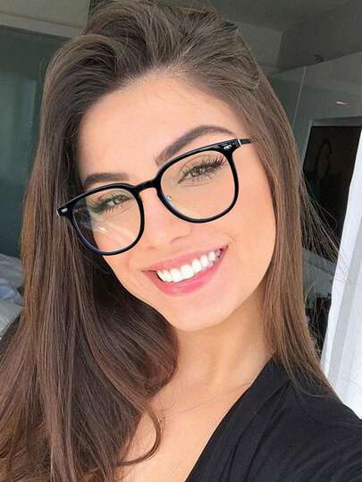 1 Pair Of Women's Black Square Metal Leg Glasses,Made Of PC Material, Light, Y2K Style, Mobile Phone Accessories, Blue Light Glasses Women, Fake Glasses, Transparent Glasses, Glasses Women, Suitable For Daily Office Commuting, Back-To-School Season, Mobile Phone And Computer Gaming, Daily Leisure, And Campus Study.