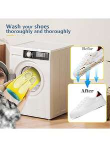 1/2pcs 360° Shoe Washing Machine Bag For All Shoe Types - Anti-Deformation, Machine Washable, Air-Drying, Protective Laundry Bag With Rich Fleece Inside, Perfect For Sneakers And Casual Shoes