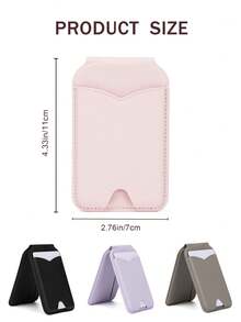 EIGIIS 1pc Magnetic Phone Wallet With Mirror & Card Slots, Adjustable Stand, Durable, Suitable For All Phones, Fashionable Wallet Design, Perfect Gift For Friends, Girlfriend Or Mother - Multicolor - View 7