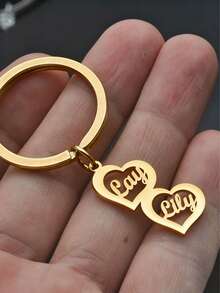 1pc Customized Multi-Heart Shaped Name Keychain, Stainless Steel Accessory, Personalized Family Member Name Keychain, Family Gift, Father's Day Gift, Graduation Gift, Couple Gift, Friendship Gift - Multicolor - View 13