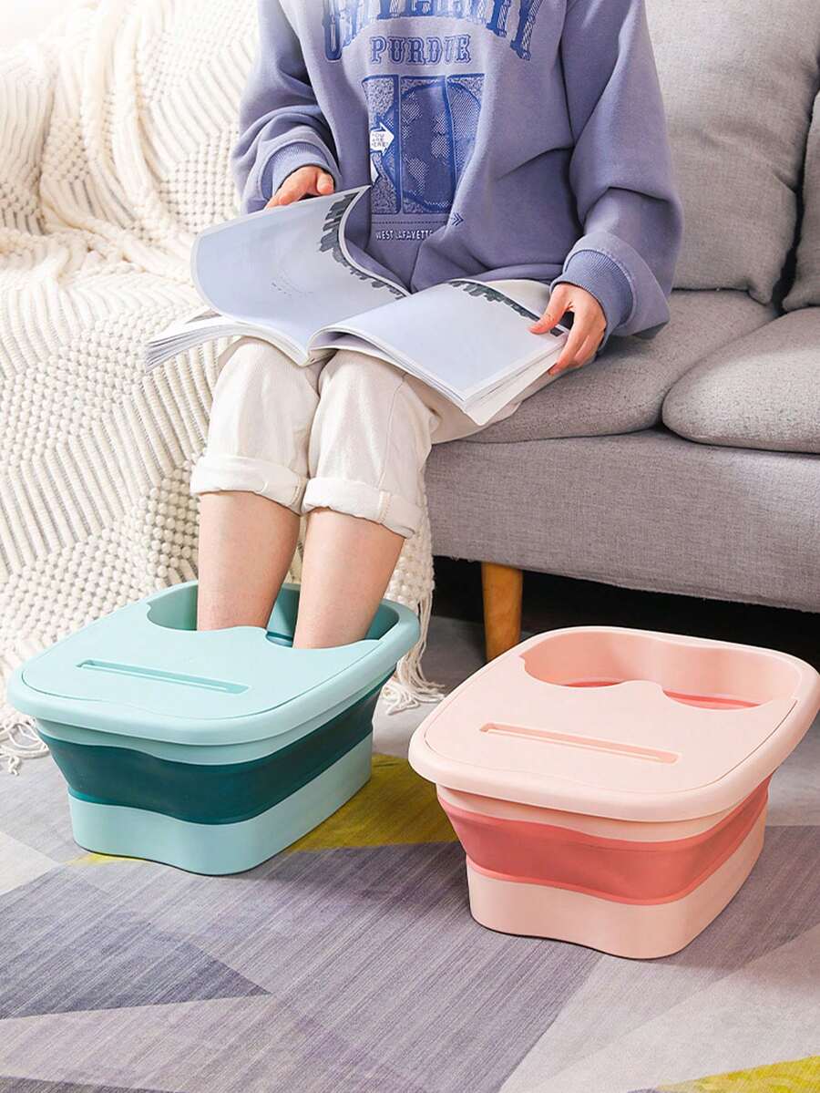 1件特价折叠足浴盆折叠足浴盆足浴工具足浴按摩器按摩足浴盆家用成人宿舍便携式塑料保健加厚洗脚盆浴室配件适合家庭旅行 - 彩色 - 查看 1