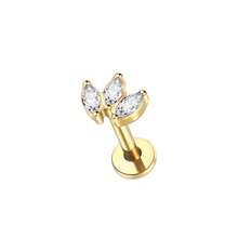 SWANJO 1 pieza Pendiente de titanio con tres circonitas, de espalda plana, para perforaciones de cartílago y trago, joyería corporal para mujeres - TC051 - Ver 16
