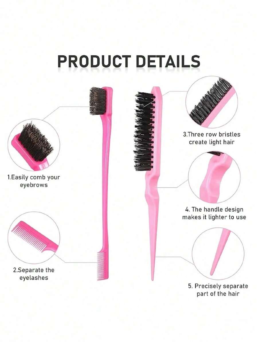 3pcs/Set Kids Hair Styling Tools, Include Hair Comb, Eyebrow Brush, Color Streak Brush