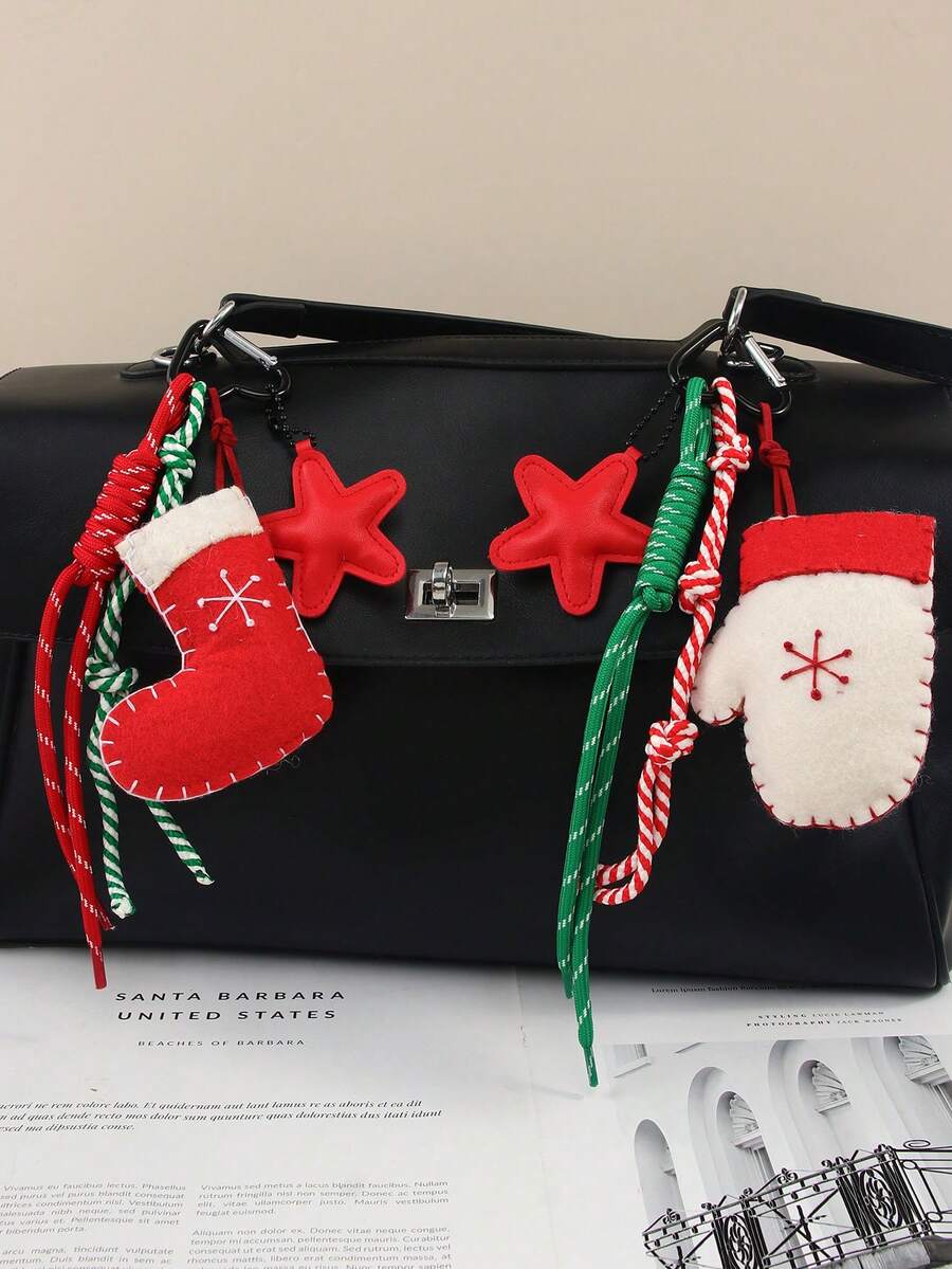 Christmas Ornament Cute Cartoon Felt Christmas Stocking Christmas Gloves Bag Pendant Creative Gift Keychain Suitable For Christmas Holiday Gifts And Daily Wear Christmas Decorations Christmas Gifts Car Accessories For Woman Christmas Decoration - Multicolor - View 1