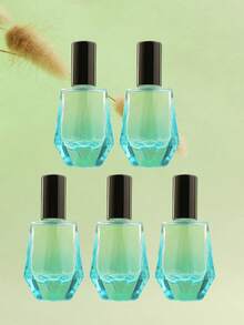 3 件/5 件/10 件/20 件可变渐变蓝色 10ml 可填充精油精华滚珠瓶，便携式样品香水/精华/药油不锈钢滚珠空瓶带金盖