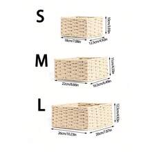 1pc/3pcs Woven Storage Basket, Rattan Desk Organizer Tray For Cosmetics, Keys, Snacks, Home Decor, Bedroom, Living Room, Study, Office, Handmade Decorative Basket, Ideal Gift (Beige) - Beige - View 9