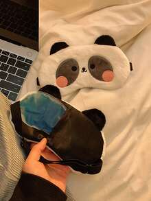2pcs Eye Mask (1pc Panda Eye Mask, 1pc Gel Pack), Decoration Eyeshade, Cute 3d Sleep Travel Nap Night Eye Mask Soft Plush Unicorn Eyeshade For Women, Girls (Panda)For Bedroom,Travel,Office,School, Back To School Supplies - Multicolor - View 1