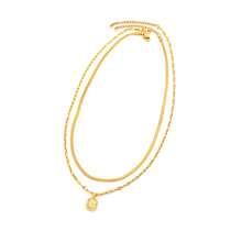 Bộ 2 dây chuyền chữ cái tối giản, dây xích xương cá bằng thép không gỉ, dây chuyền hình môi, dây chuyền nhiều lớp, dành cho nữ. - Chữ vuông khảm siêu nhỏ - Xem 6