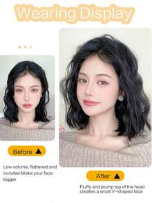 25厘米/35厘米合成发卷发迷你发垫头发黑棕色深棕色接发女士接发蓬松发垫