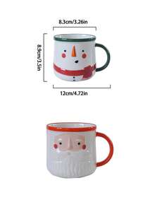 1pc Hand-Painted Santa Claus Ceramic Cup, Cute Snowman Coffee Mug, Exquisite High-Quality, Suitable For Christmas Home Decor, Drinkware For Christmas Eve Dinner, Office/Bedroom/Living Room, Gift