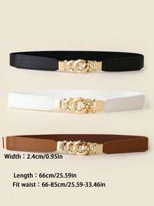 1/3pcs Women Stretchy Waist Belt Set, Including Faux Pearl Buckle Belt, Bowknot Elastic Belt And Alloy Buckle Belt, Fashionable Accessory For Dress, Sweater And Coat Summer, School Fall, Autumn, Halloween