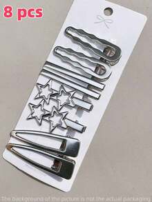 8pcs Women's Hair Clips, Minimalist & Versatile, Suitable For Daily Wear, Including Claw Clips, Hair Pins, Hair Clips, Also Suitable For School Supplies - Bạc - Xem 1
