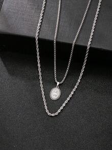 2件套18K镀金不锈钢圣母玛利亚吊坠项链套装，男女皆宜，可日常佩戴或在圣母升天节、新年、情人节、开学季等场合作为装饰，亦可作为护身符。