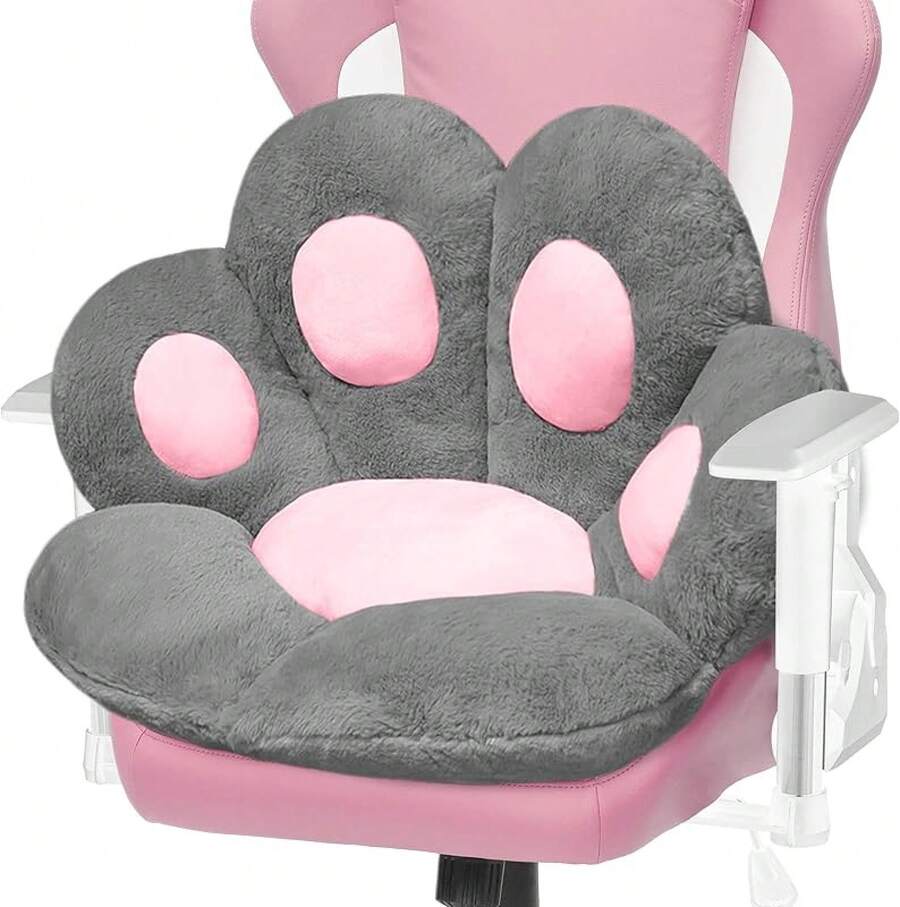 Cat Paw Cushion Comfy Plush Chair Cushions For Office, Gaming, Dining Room And Bedroom Decor (23.6" X 27.6" Grey) Soft Cute Floor Pillow - 灰色 - 查看 1