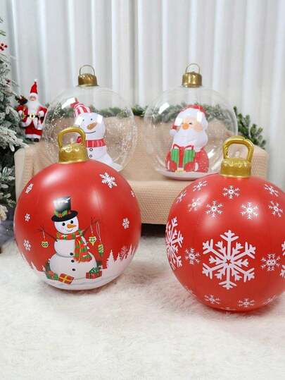 1 Stück aufblasbarer Weihnachtsdekorations-Ball, PVC Weihnachtsaufblasbarer Ball mit Weihnachtsmann, Schneemann, Schneeflocken Design, Weihnachts-Gartendekoration Ballon, fröhliche Weihnachtsdekoration, Weihnachtsschmuck, Weihnachtsdekoration für Zuhause, Weihnachtsanhänger, Hängende Ornamente, Heimdekoration, Außendekoration, Gartendekoration