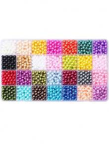 Pearl Beads Kit, Mix Colors Round Faux Pearl Beads Kit For Jewelry Making, DIY Friendship Bracelets Necklace Key Accessories Crafts