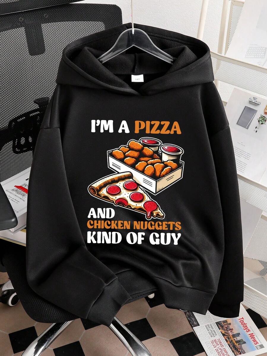 Tween Boy Cartoon Print Warm Sweatshirt - Black - View 1