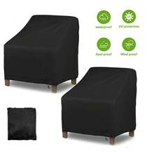 غطاء كرسي خارجي من قماش أكسفورد 210D - مقاوم للماء والغبار والثلج والشمس - أسود سميك - لاستخدام داخلي/خارجي - قابل للغسيل في الغسالة - واقي لأثاث الحديقة، غطاء أريكة/كرسي استرخاء خارجي، مقاوم للأشعة فوق البنفسجية، غطاء أثاث خارجي متين