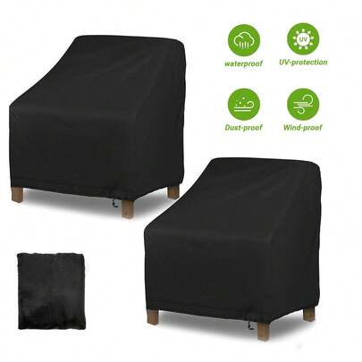 210D Oxford Tuch Outdoor Stuhlabdeckung - Wasserdicht, Staubdicht, Schneedicht, Sonnendicht - Dickes Schwarz - Innen-/Außenbereich Dual Use - Waschbar/Maschinenwaschbar - Schutz für Gartenmöbel, Outdoor Sofa/Liegestuhl Abdeckung, UV-beständig, Robuste Outdoor Möbelabdeckung